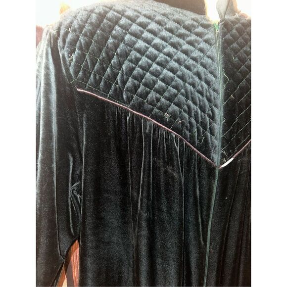 VTG Amanda Stewart Intimates Dark Green Velour Pullover 1/2 Zip Robe Women's 1XL - Picture 5 of 8